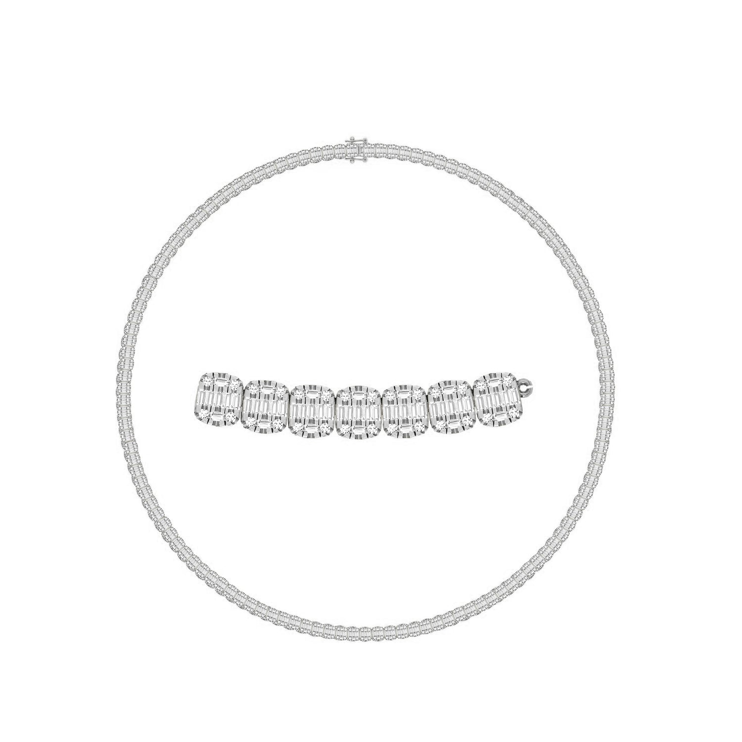 10 Karat White Gold 8.50 Carat Diamonds Baguette Chain - Picasso Gold & Diamond Jewelry