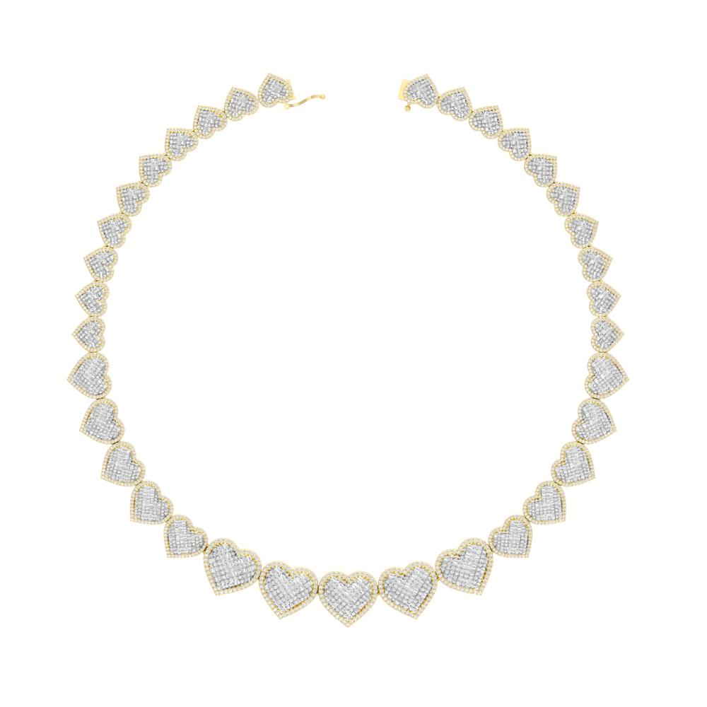 10 Karat Two-Tone (Yellow and White) Gold 10.35 Carat Diamonds Heart Necklace - Picasso Gold & Diamond Jewelry
