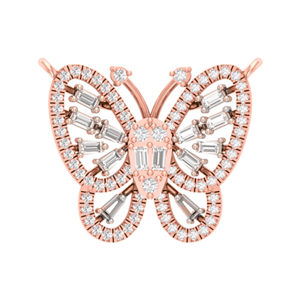 10 Karat Rose Gold 0.42 Carat Diamonds Butterfly Necklace - Picasso Gold & Diamond Jewelry