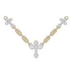 10 Karat Two-Tone (Yellow and White) Gold 15.05 Carat Diamonds Latin Cross Necklace - Picasso Gold & Diamond Jewelry