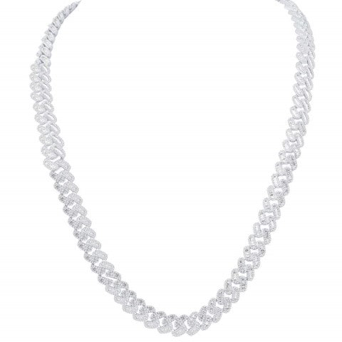 10 Karat White Gold 16.00 Carat Diamonds Cuban Link Chain - Picasso Gold & Diamond Jewelry
