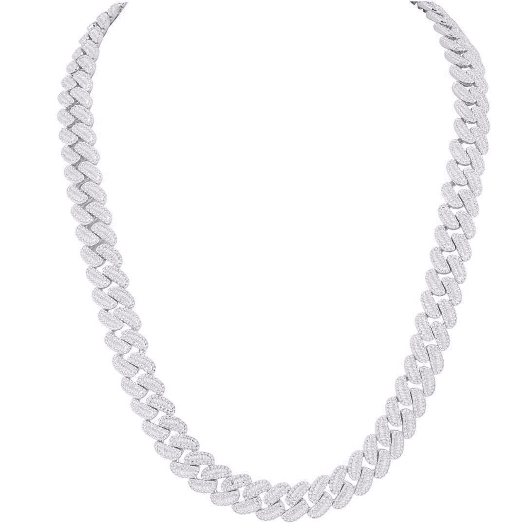 10 Karat White Gold 25.01 Carat Diamonds Cuban Link Chain - Picasso Gold & Diamond Jewelry