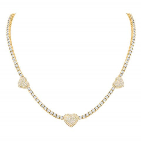10 Karat Yellow Gold 3.02 Carat Diamonds Heart Necklace - Picasso Gold & Diamond Jewelry
