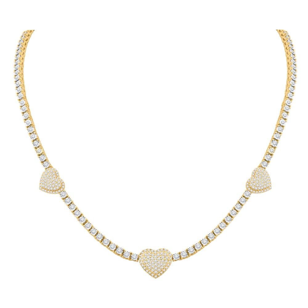 10 Karat Two-Tone (White and Yellow) Gold 3.00 Carat Diamonds Heart Necklace - Picasso Gold & Diamond Jewelry