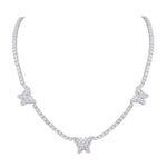 10 Karat White Gold 3.01 Carat Diamonds Butterfly Miracle Plate Necklace (17 INCH) - Picasso Gold & Diamond Jewelry