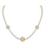 10 Karat Two-Tone (White and Yellow) Gold 3.91 Carat Diamonds Flower Necklace - Picasso Gold & Diamond Jewelry