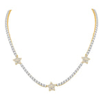 10 Karat Two-Tone (White and Yellow) Gold 2.87 Carat Diamonds Star Necklace - Picasso Gold & Diamond Jewelry