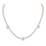 10 Karat Two-Tone (White and Rose) Gold 3.13 Carat Diamonds Star Necklace - Picasso Gold & Diamond Jewelry