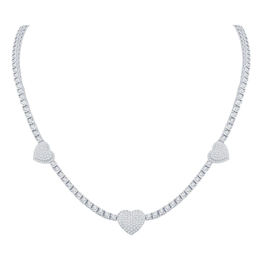 10 Karat White Gold 3.15 Carat Diamonds Heart Necklace - Picasso Gold & Diamond Jewelry