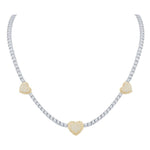 10 Karat Two-Tone (White and Yellow) Gold 3.15 Carat Diamonds Heart Necklace - Picasso Gold & Diamond Jewelry