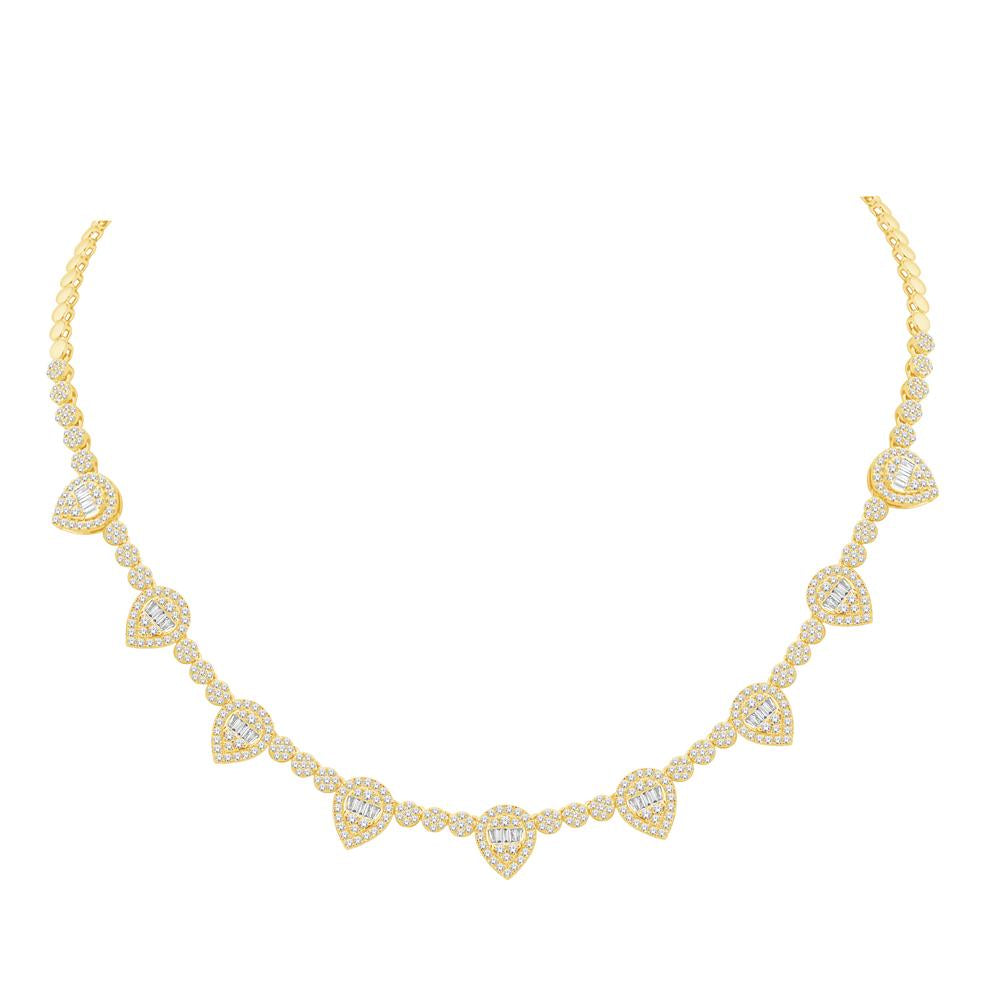 10 Karat Yellow Gold 3.47 Carat Diamonds Pear Necklace - Picasso Gold & Diamond Jewelry