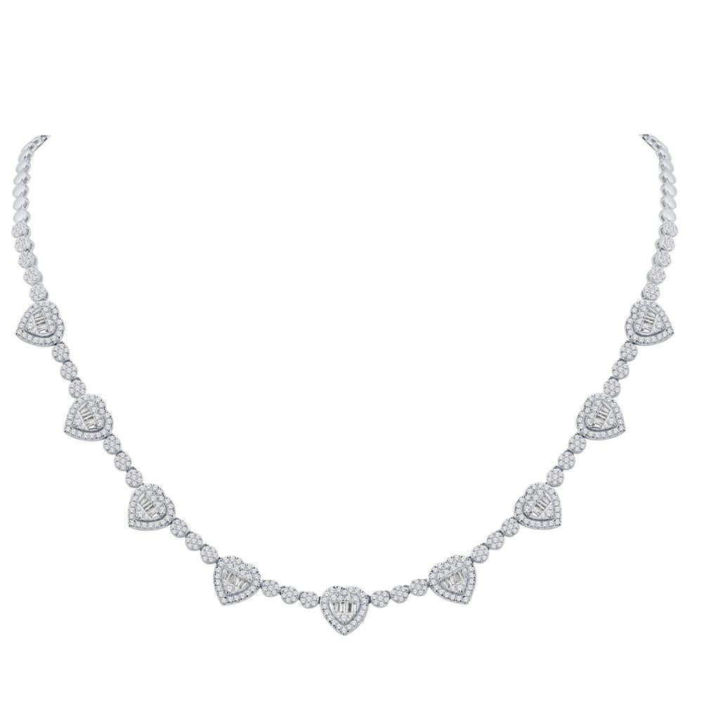 10 Karat White Gold 3.43 Carat Diamonds Heart Necklace - Picasso Gold & Diamond Jewelry