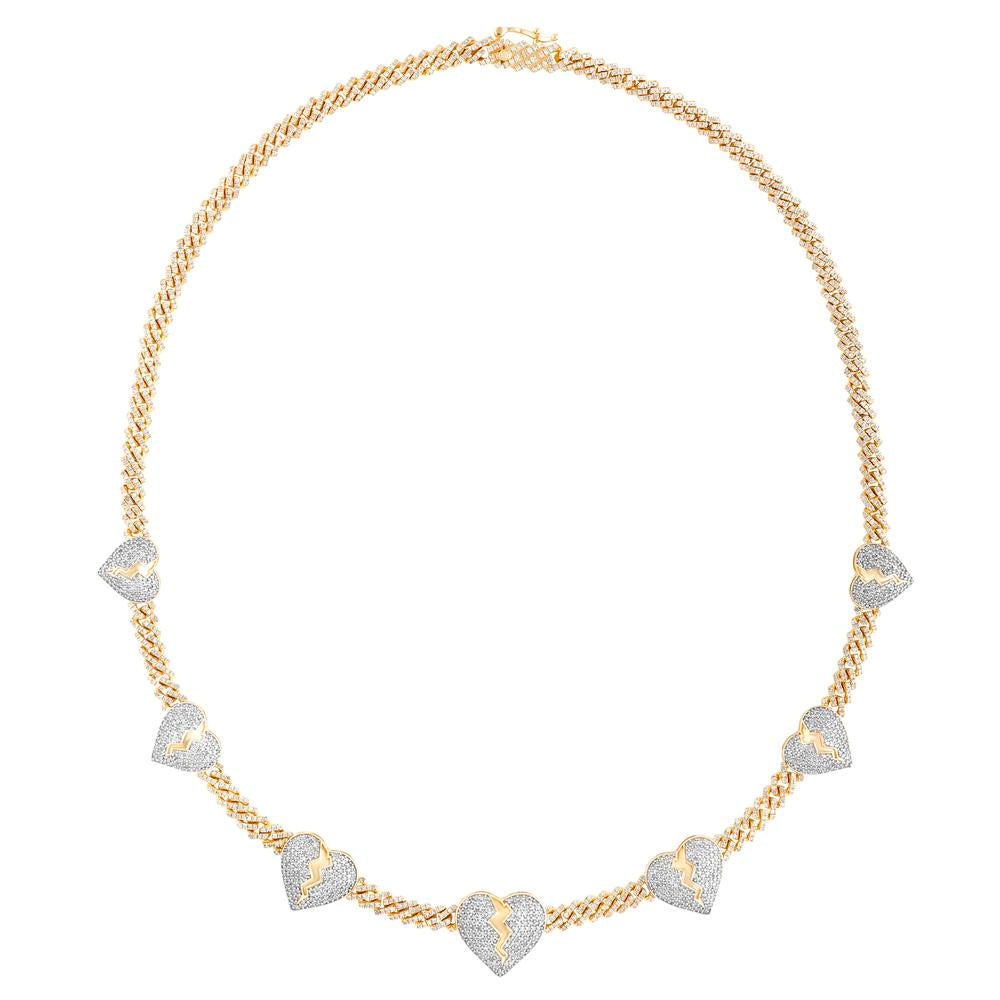 10 Karat Two-Tone (White and Yellow) Gold 4.15 Carat Diamonds Heart Necklace - Picasso Gold & Diamond Jewelry