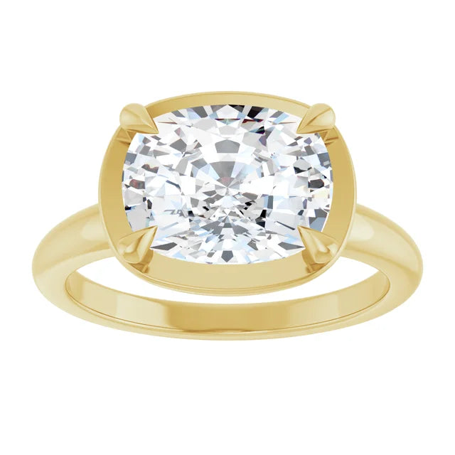 4 Carat Elongated Cushion Lab Diamond Ring | 14K Gold
