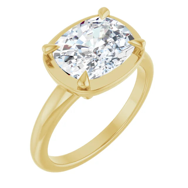 4 Carat Elongated Cushion Lab Diamond Ring | 14K Gold
