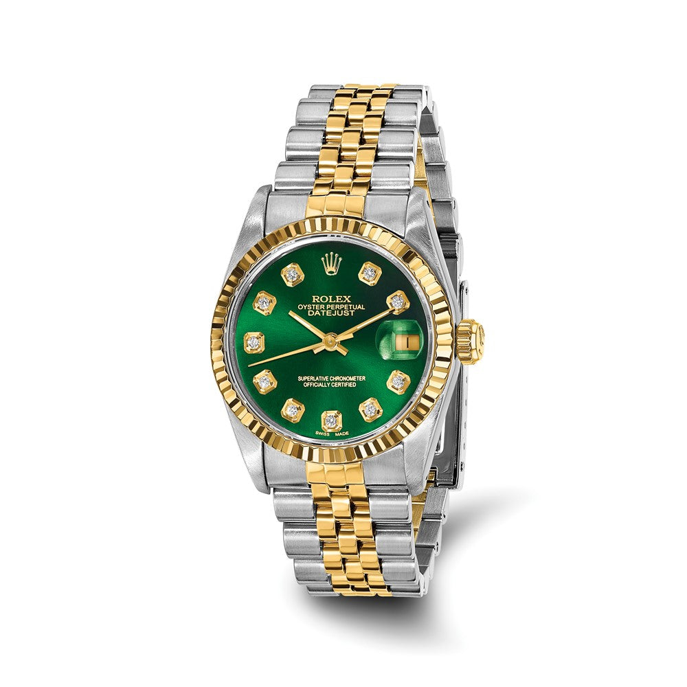 Pre-Owned Rolex Datejust 31mm Green Dial Luxury Watch