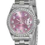 Certified pre-owned Rolex Datejust 26mm pink dial watch, clasp detail view.