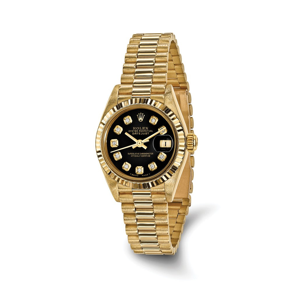 Pre-Owned Rolex Day-Date (President) 26mm Black Dial Luxury Watch