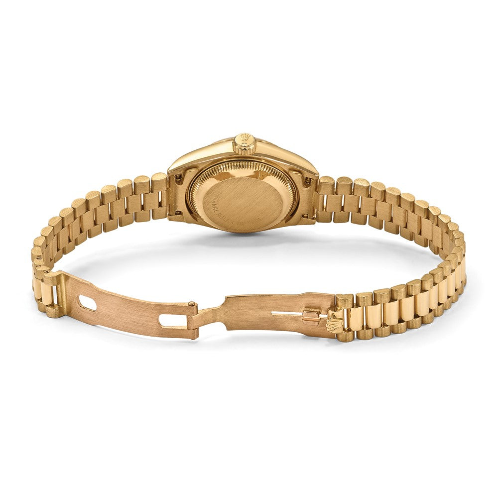 Rolex Lady Datejust 26mm 18K gold President bracelet watch with green diamond dial and fluted bezel