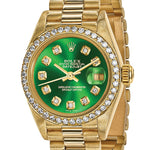 Certified pre-owned Rolex Datejust 26mm green dial watch, clasp detail view.