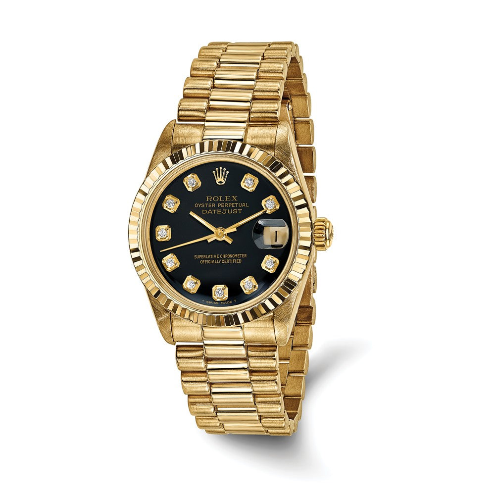 Pre-Owned Rolex Day-Date (President) 31mm Black Dial Luxury Watch