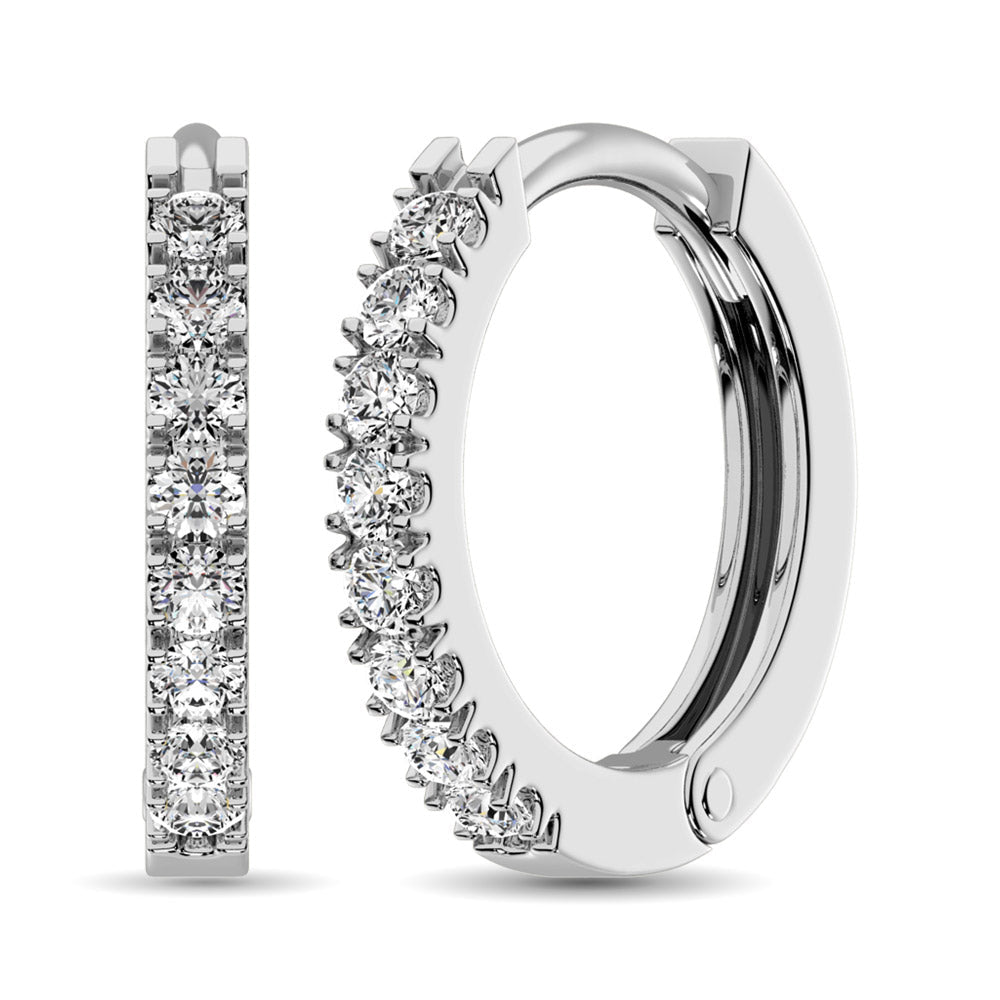 10K White Gold 1/4 Ct.tw Diamond Hoop Earrings  Picasso Gold & Diamond Jewelry