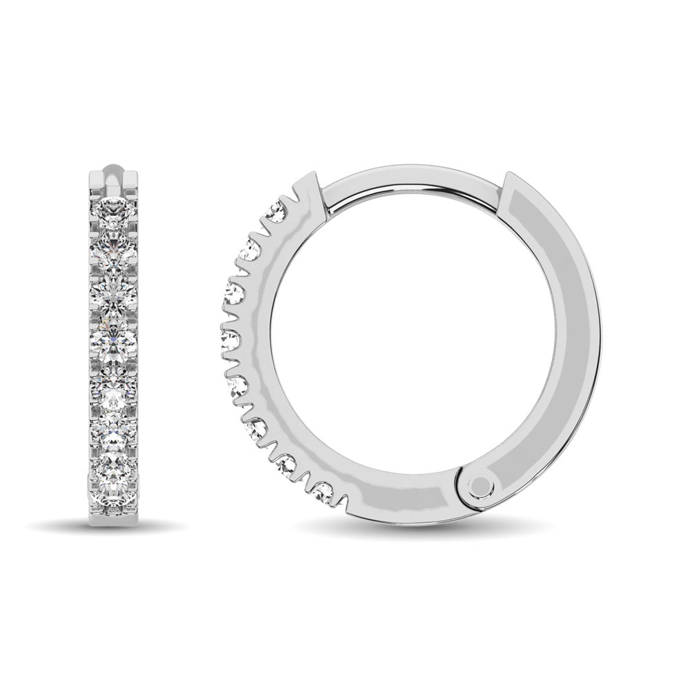 10K White Gold 1/4 Ct.tw Diamond Hoop Earrings  Picasso Gold & Diamond Jewelry