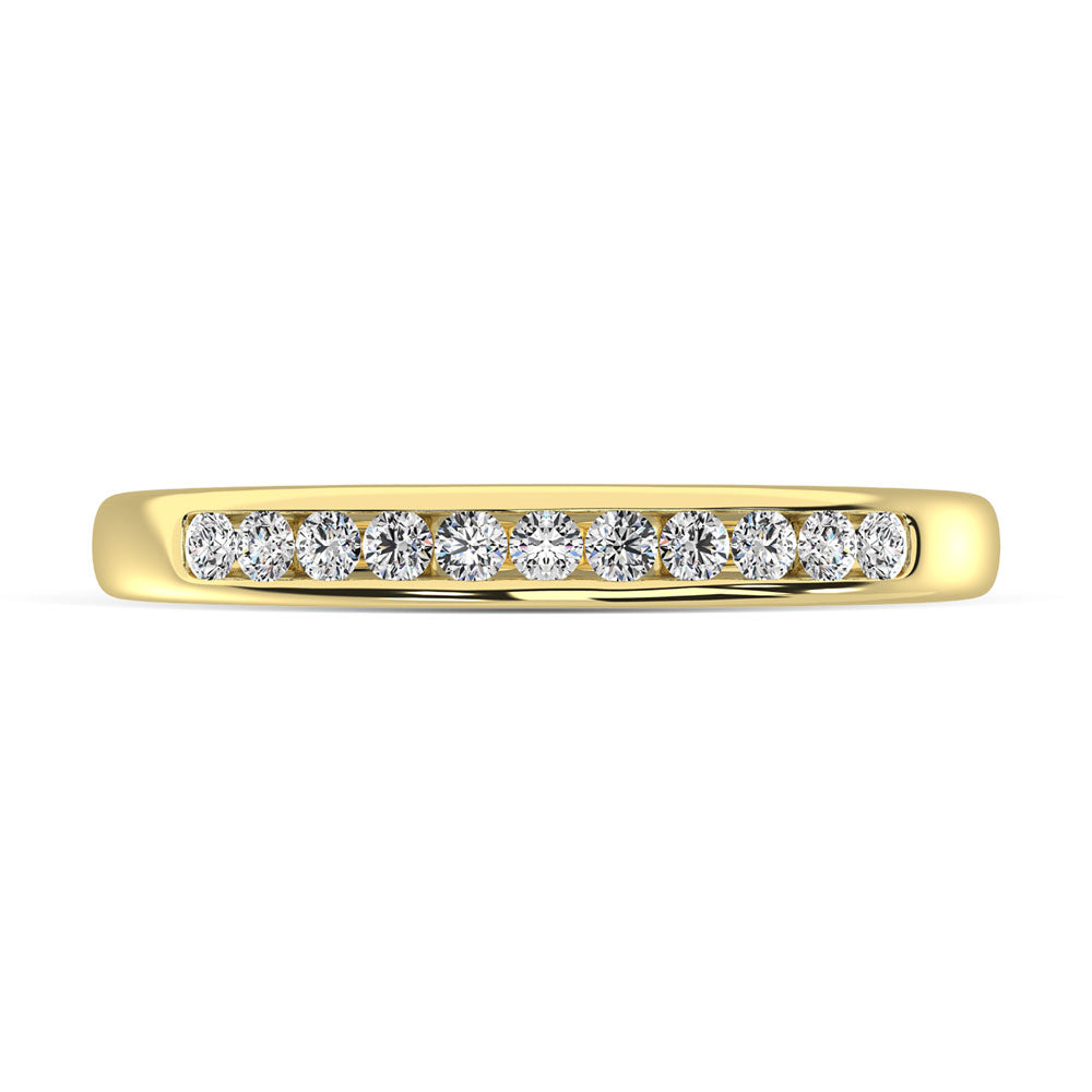 10K Yellow Gold 1/4 ct. tw. Diamond Anniversary Band, top view of the diamonds