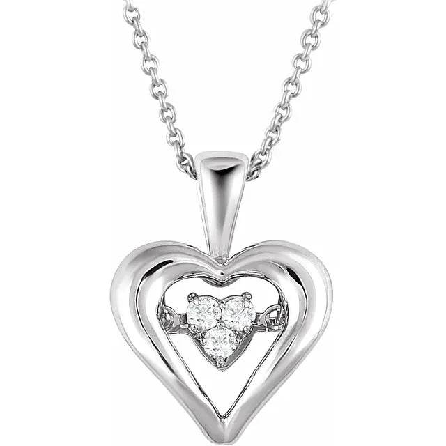 Eternal Love: Sterling Silver Mystara ® 1/10 CTW Natural Diamond Heart Necklace