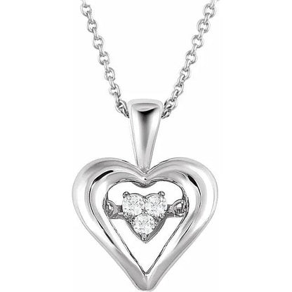 Eternal Love: Sterling Silver Mystara ® 1/10 CTW Natural Diamond Heart Necklace