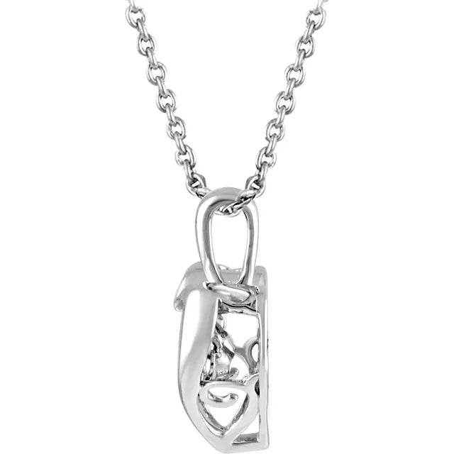 Eternal Love: Sterling Silver Mystara ® 1/10 CTW Natural Diamond Heart Necklace