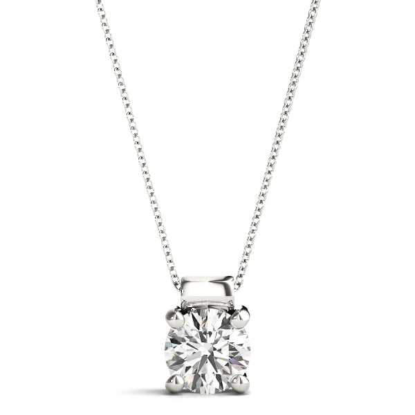 3/4 ct tw Round Lab Grown Diamond Solitaire Pendant in 14K White Gold