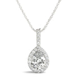 1/2 ct tw Pear Lab Grown Diamond Halo Pendant in 14K White Gold