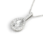 1/2 ct tw Pear Lab Grown Diamond Halo Pendant in 14K White Gold
