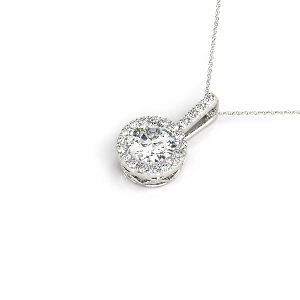 1/5 ct tw Round Lab Grown Diamond Halo Pendant Setting in 14K White Gold