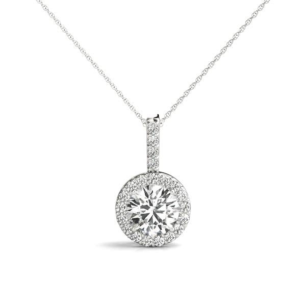 1/5 ct tw Round Lab Grown Diamond Halo Pendant Setting in 14K White Gold
