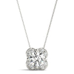 5/8 ct tw Round Lab Grown Diamond Halo Pendant in 14K White Gold