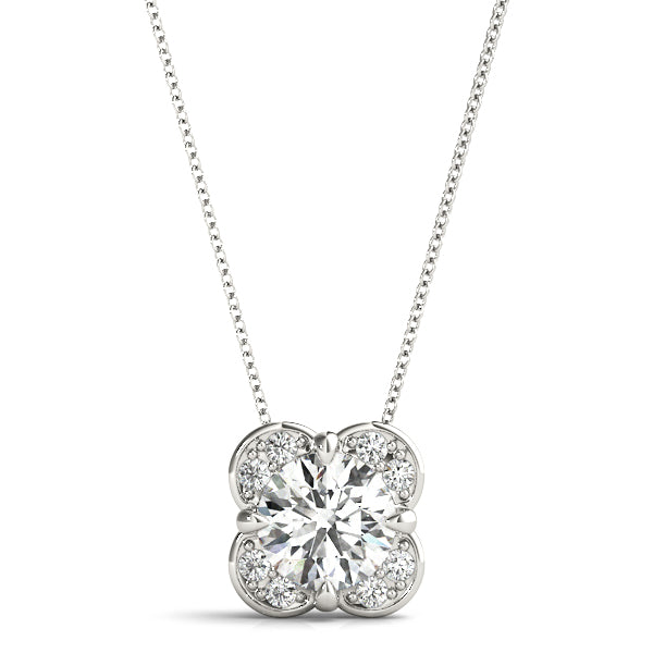 5/8 ct tw Round Lab Grown Diamond Halo Pendant in 14K White Gold