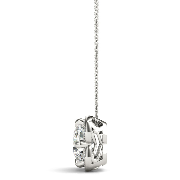 5/8 ct tw Round Lab Grown Diamond Halo Pendant in 14K White Gold