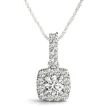 1 ct tw Round Lab Grown Diamond Halo Pendant in 14K White Gold