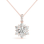 1 1/4 ct tw Round Lab Grown Diamond Pendant in 14K Rose Gold