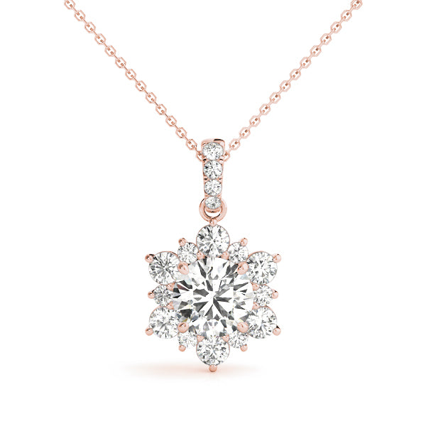 1 1/4 ct tw Round Lab Grown Diamond Pendant in 14K Rose Gold