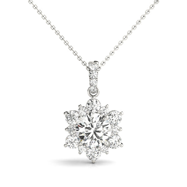 1 1/4 ct tw Round Lab Grown Diamond Pendant in 14K White Gold
