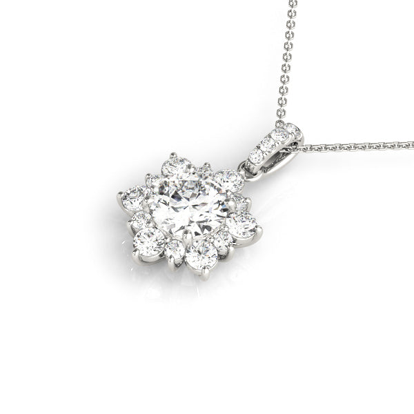 1 1/4 ct tw Round Lab Grown Diamond Pendant in 14K White Gold