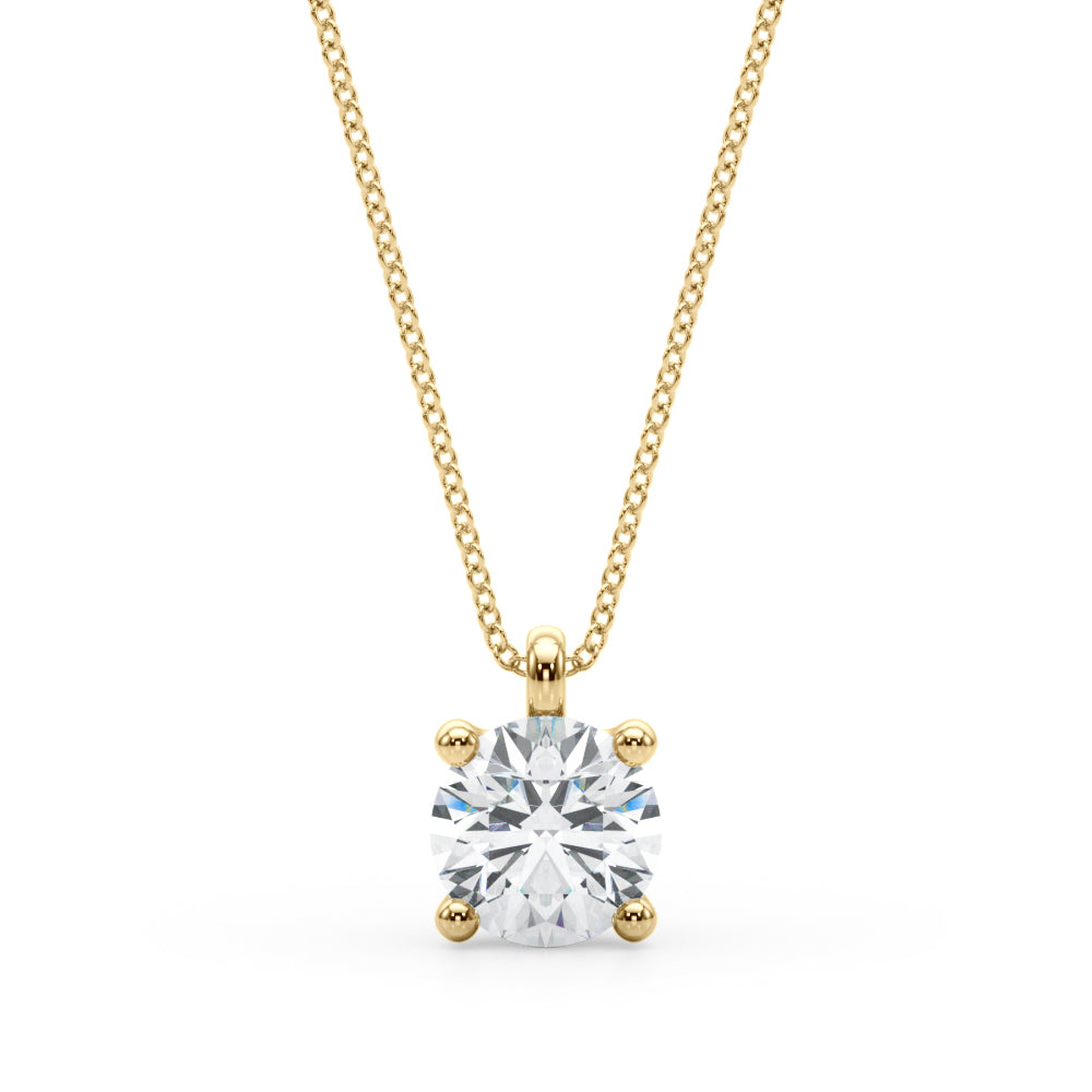 1 ct tw Round Lab Grown Diamond Solitaire Pendant in 14K Yellow Gold