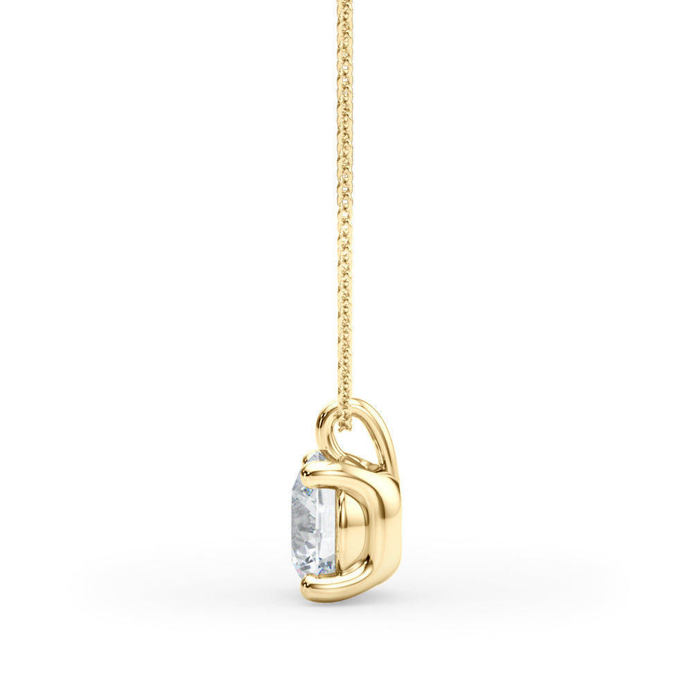 1 ct tw Round Lab Grown Diamond Solitaire Pendant in 14K Yellow Gold