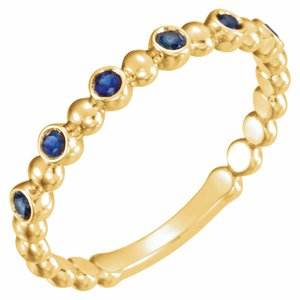 14K Yellow Natural Blue Sapphire Stackable Ring - Picasso Gold & Diamond Jewelry