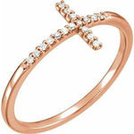 14K Rose .07 CTW Natural Diamond Sideways Cross Ring - Picasso Gold & Diamond Jewelry