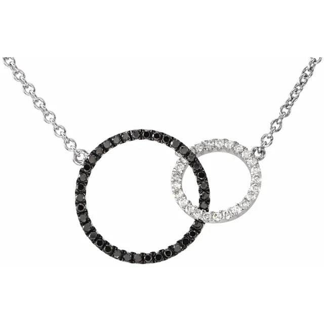 Timeless Elegance: 14K White 1/3 CTW Natural Black & White Diamond Circle Necklace - Picasso Gold & Diamond Jewelry