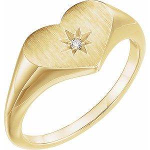 14K Yellow .01 CT Natural Diamond 11.9 mm Heart Starburst Ring - Picasso Gold & Diamond Jewelry
